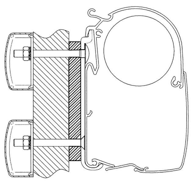 Adapter Dethleffs Globebus für Omnistor Serie 5 und 8 mit Markisenlänge 3,5 m