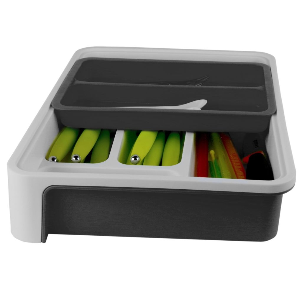 Besteckkasten verstellbar Grau/Weiß