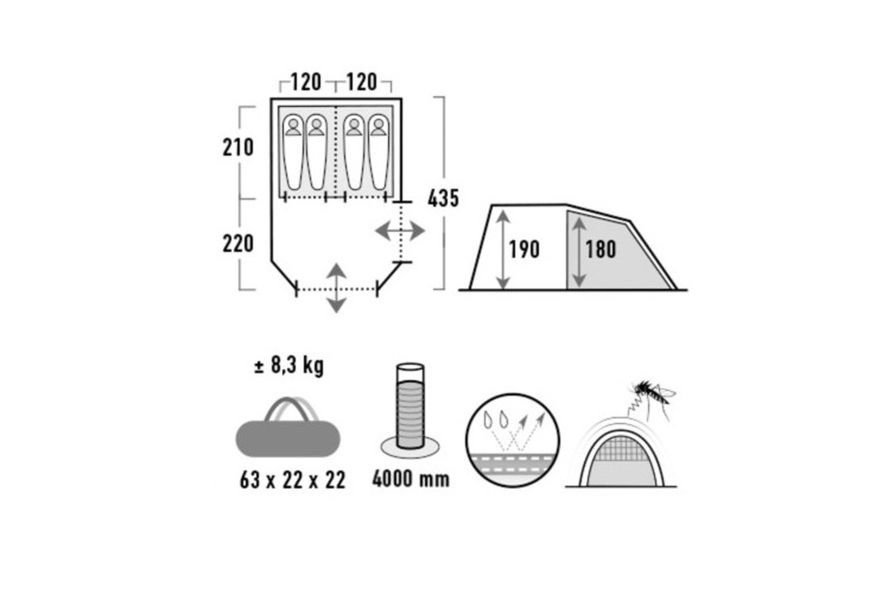 4 Personen Tunnelzelt Ancona 4.0