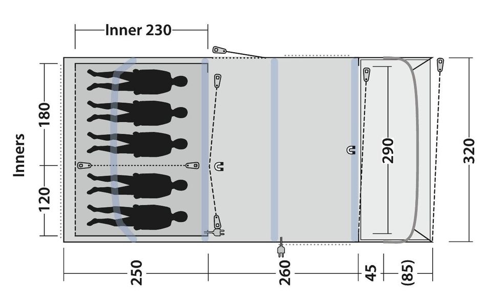 5 Personen Tunnelzelt Florida 5 Air inkl. Teppich und Unterlage