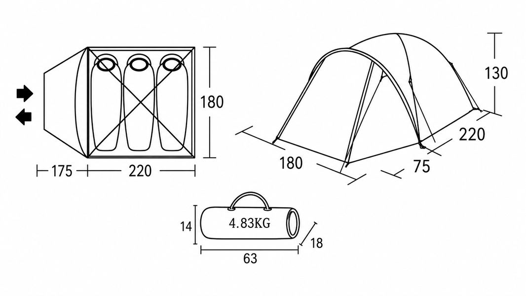FMT 3 Personen Campingzelt Gaia 3
