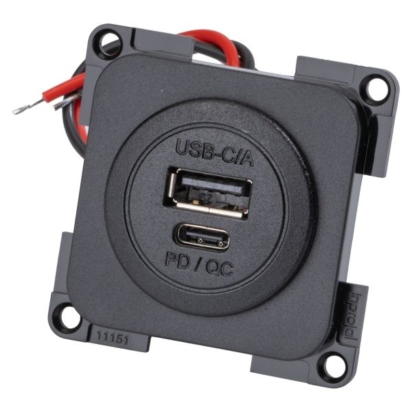 Einbau-Doppelsteckdose inprojal System 1 x USB A/2,2 A, 1x USB C/3A, ohne LED