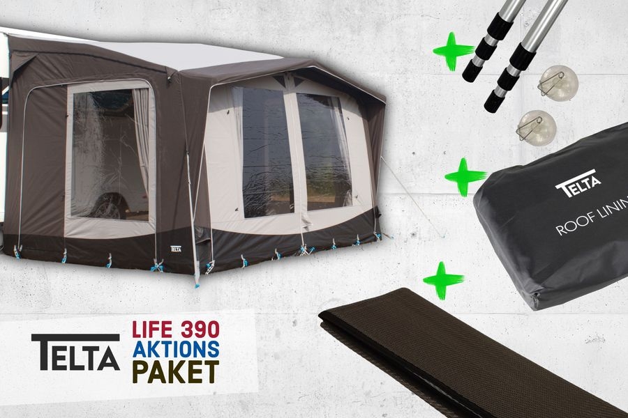 Life 390 Modell 2025 inklusive Andruckstangen, Himmel und Teppich
