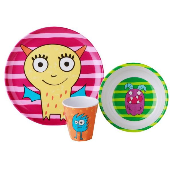 Kindergeschirr Monster 3-teiliges