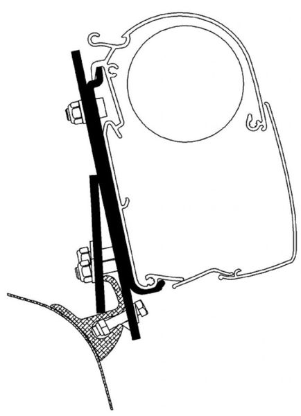 Adapter VW T5 / T6 mit Brandrup Rail für Omnistor 4200 / 2000 / 5200