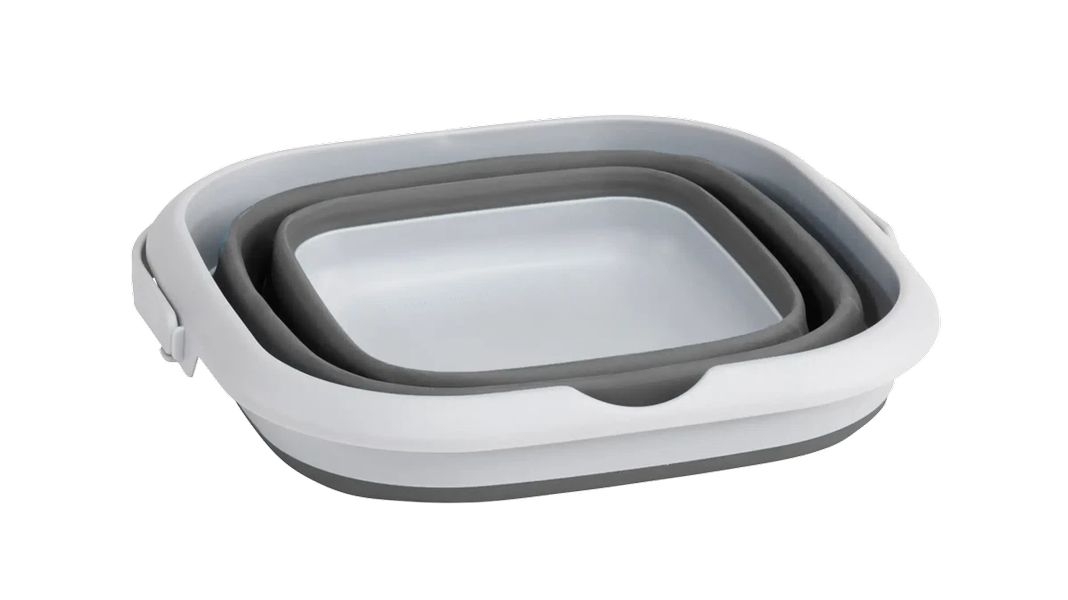 Collaps eckiger Eimer mit Deckel Grey Mist