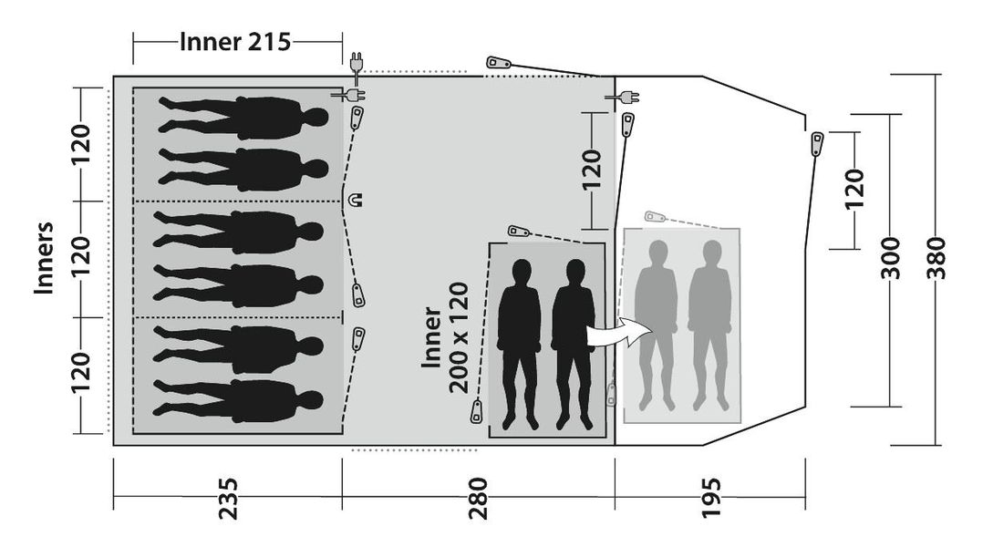 6-8 Personen Tunnelzelt Phoenix 6+2