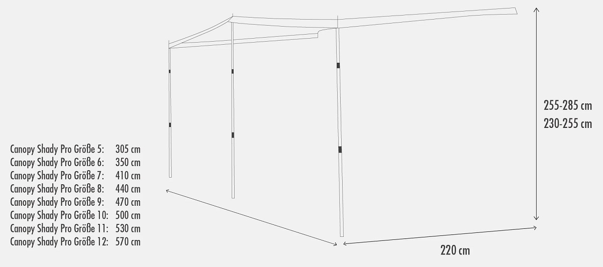 Westfield Sonnendach Canopy Shady Pro 440 cm Pluto/Pluto XL/Galaxy - Gr. 8/Ceres - Gr. 7