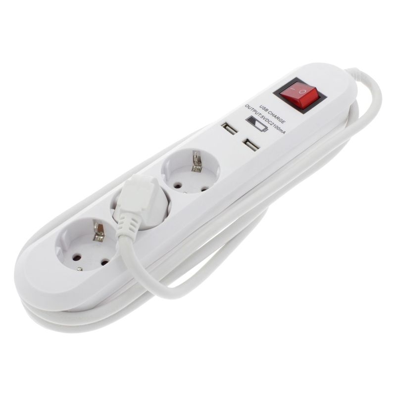 Steckdosenleiste Schuko 3-fach 2x USB