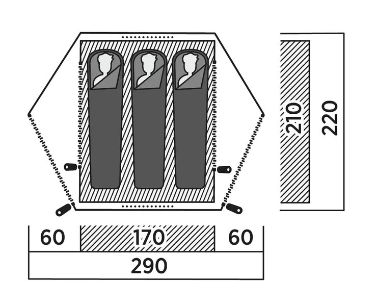 3 Personen Kuppelzelt Rago 3