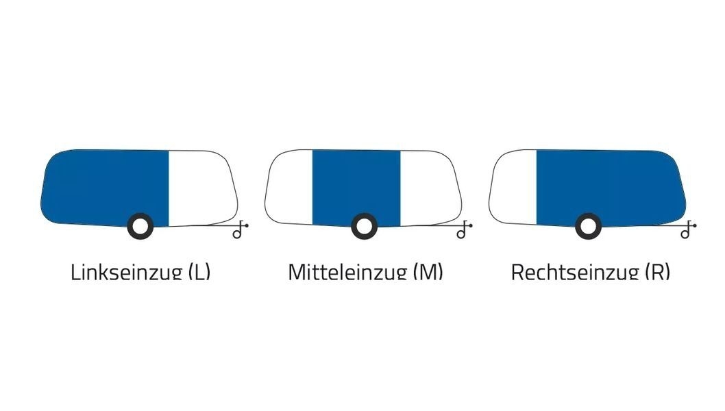 Dauerstand Teilzelt Wien 350 x 240 cm Einzug links einmal eingezogen