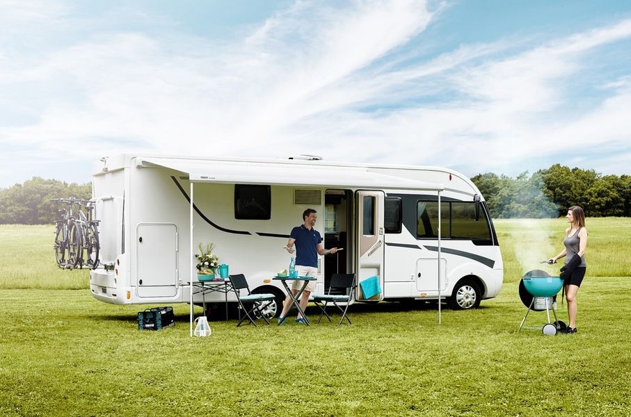 Wandmarkise 5200, 4,5 x 2,5 m, Gehäuse anthrazit, Mystic-Grau II.Wahl