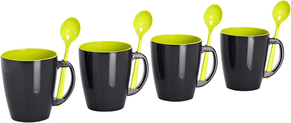 Grey Line Henkelbecher Set aus Melamin Farbe lime