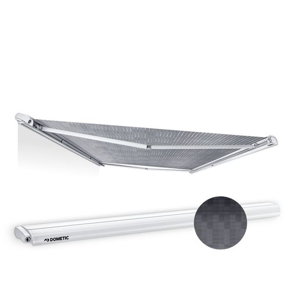 Dachmarkise PR 2500 mit Motor  500 x 275 cm weiß / grau, II. Wahl