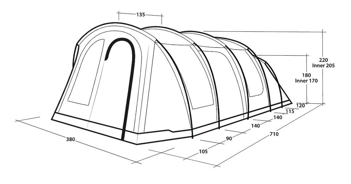 6-8 Personen Tunnelzelt Phoenix 6+2