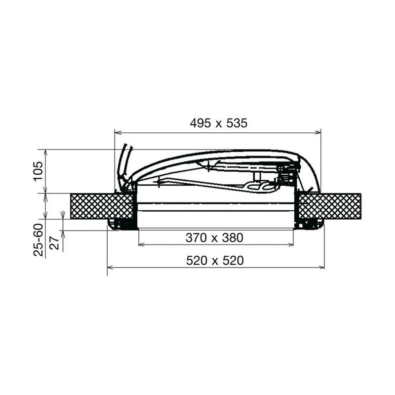 Dometic Mini Heki Style ohne Zwangsbelüftung Dachstärke 25-42 mm