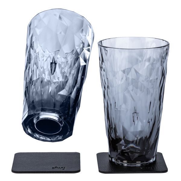 Magnet-Kunststoffgläser Longdrink 300 ml, 2er-Set (rauchgrau)