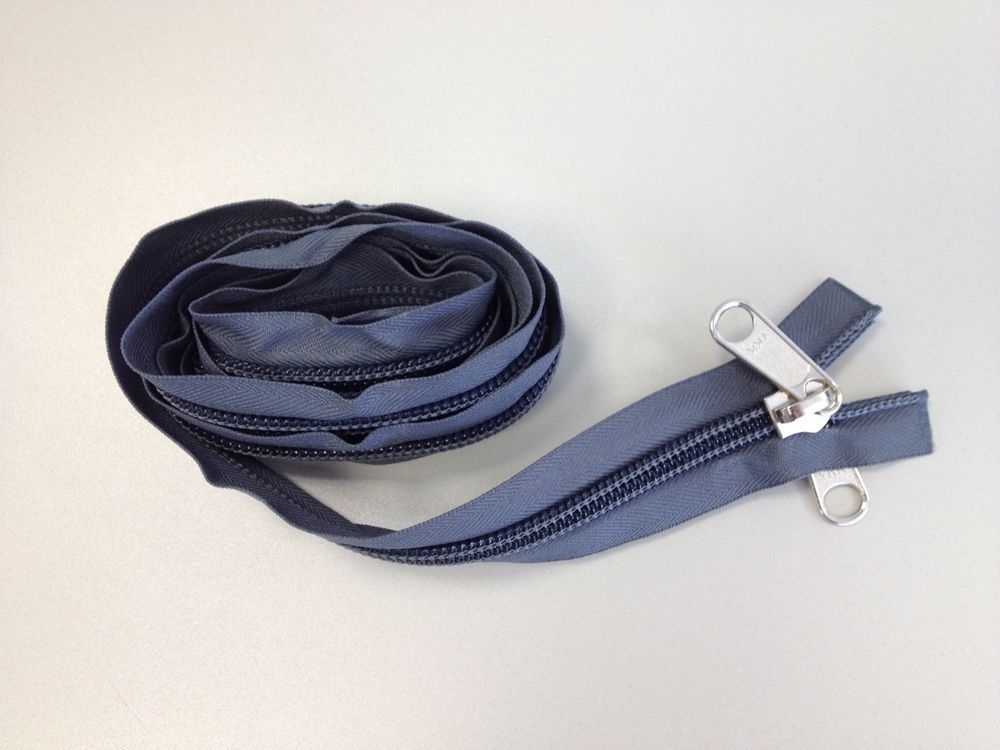 YKK Reißverschluss teilbar mit Doppelgriffschiebern, 250 cm lang, blau