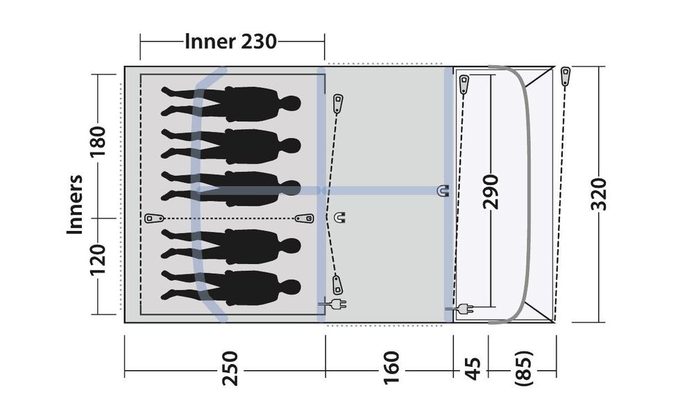 5 Personen Tunnelzelt Nashville 5 Air TC inkl. Teppich und Unterlage