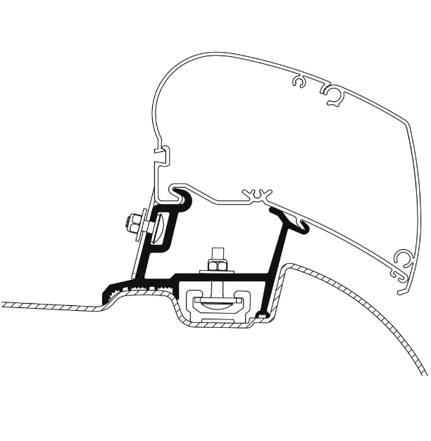 Thule Adapter für Mercedes Sprinter ab Bj. 04/2006 mit vorhandener Dachträgerschiene zu Omnistor Serie 6 und 9