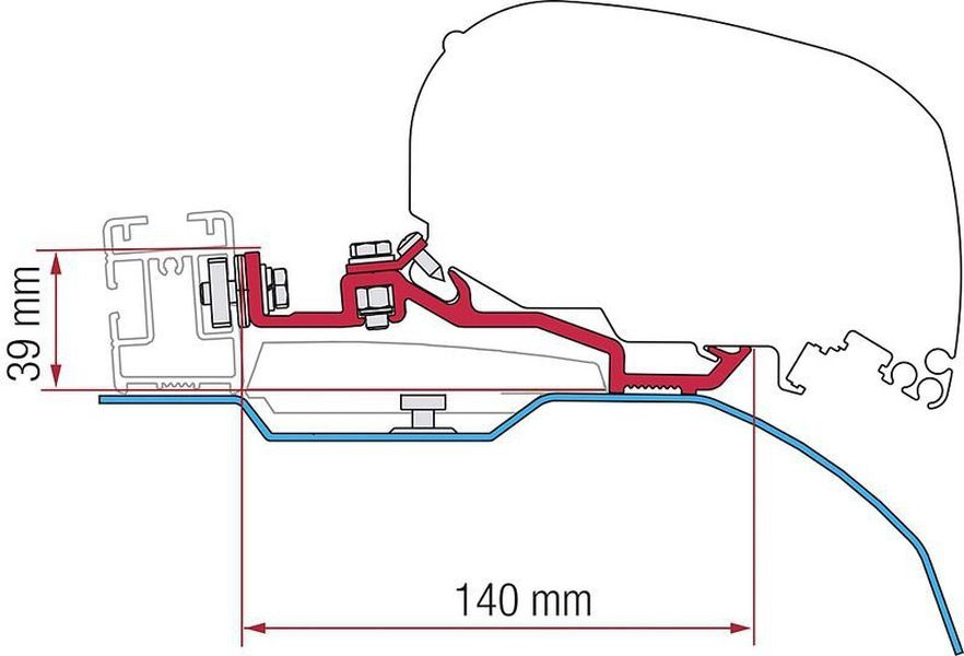 Markisenadapter für F80 Kit Fiat Ducato H2 schwarz, ab 2006 für L2 und L3