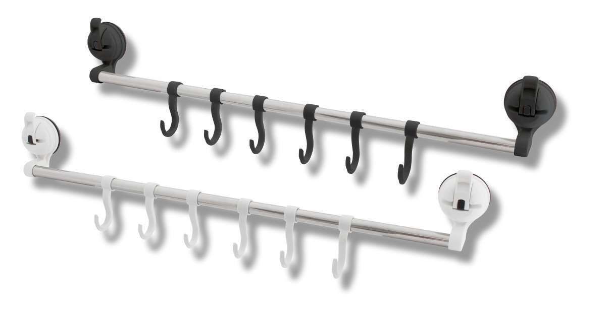 Stange mit 6 Haken und Saugnapfbefestigung