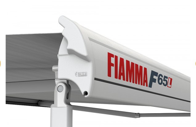 Fiamma Dachmarkise F65 L 450 Gehäuse Polarweiß Tuchfarbe Royal Blue