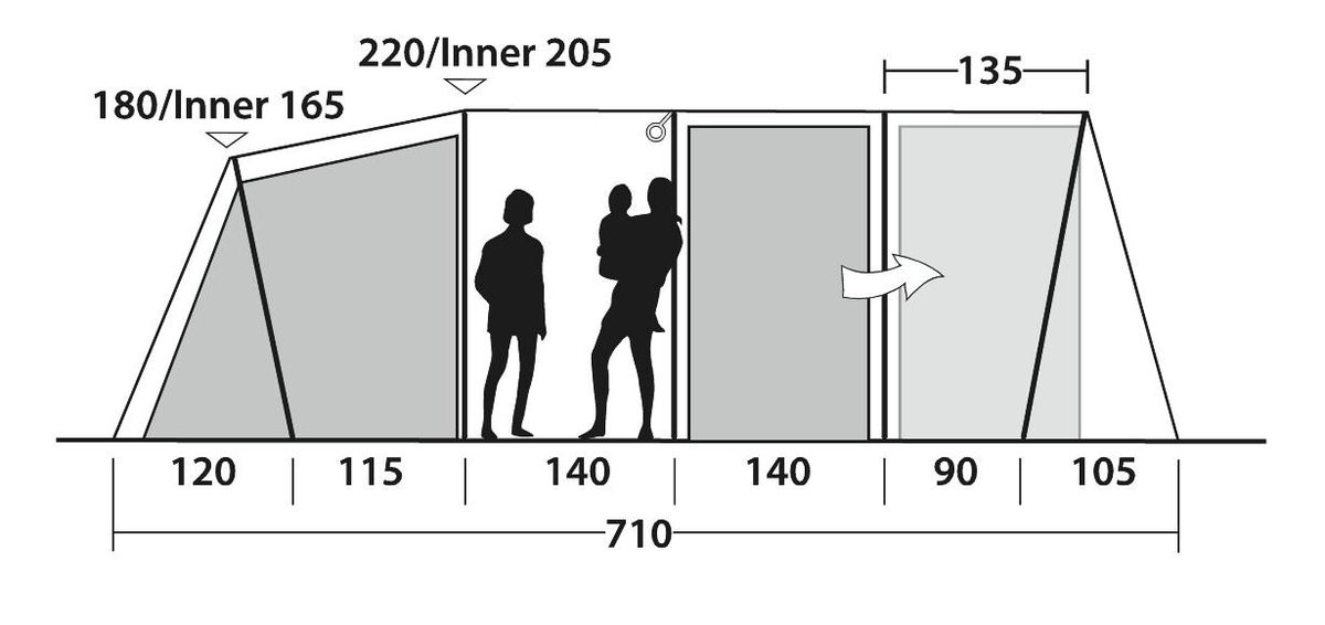 6-8 Personen Tunnelzelt Phoenix 6+2