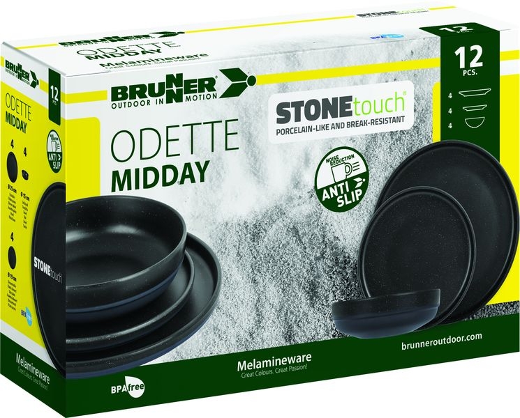 Geschirrset Midday Odette double black 12-teilig