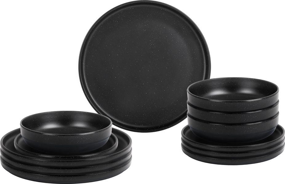 Geschirrset Midday Odette double black 12-teilig
