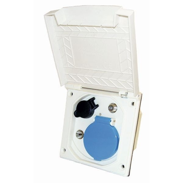Universal Außensteckdose mit Klappdeckel 230V/12V