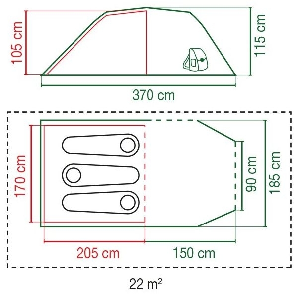 3 Personen Tunnelzelt Active Cortes 3