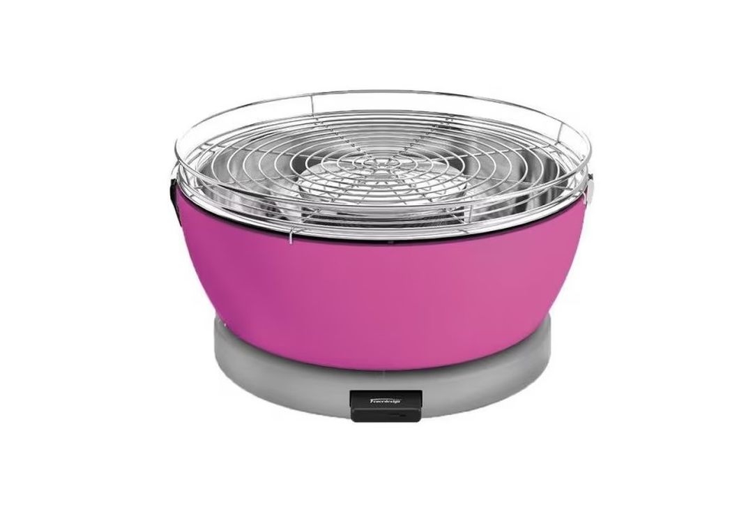 Feuerdesign Holzkohlegrill Vesuvio Fuchsia inklusive Grillzange