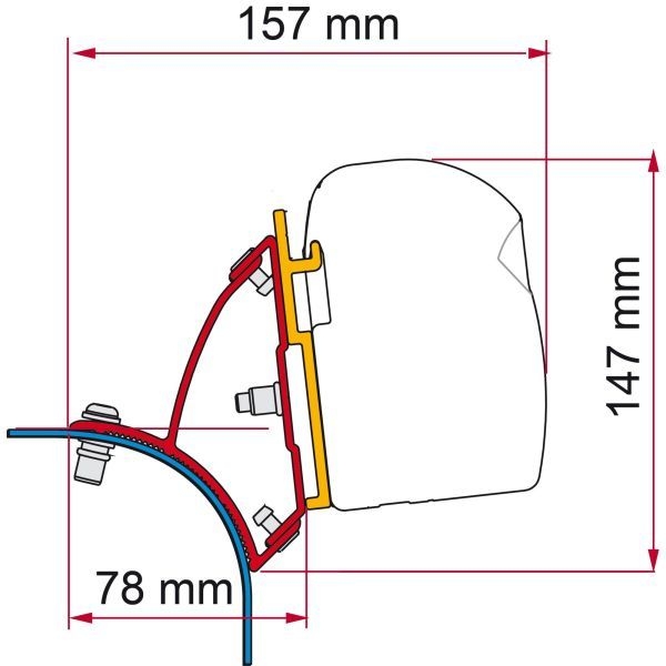 Fiamma Adapter VW T5/T6 Aufstelldach Deep Black F43