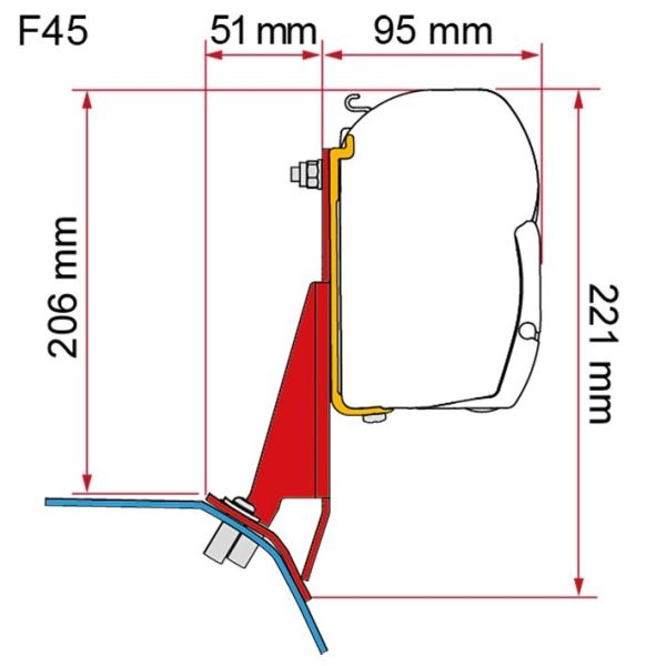 Markisenadapter Kit Ford Custom V710, rechts für F43, F45, F45s
