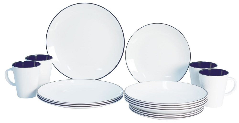 Gimex Melamin Geschirr Set Linea blau 16 tlg.