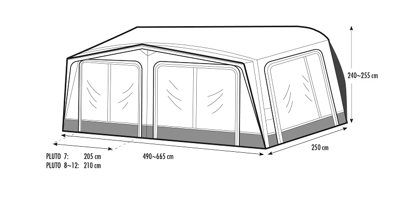 Westfield Volleingezogenes Luftvorzelt Pluto 2.0 Größe 7 UML 911-945 Tiefe 250cm
