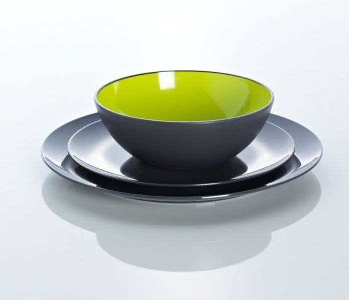 Geschirrset Grey Line 12-teilig, lemon, anthrazit