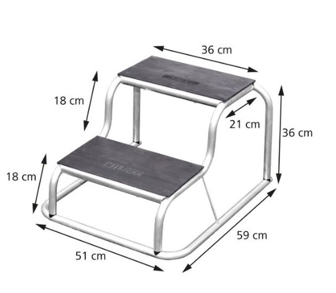 Doppeltrittstufe mit gummierten Trittflächen