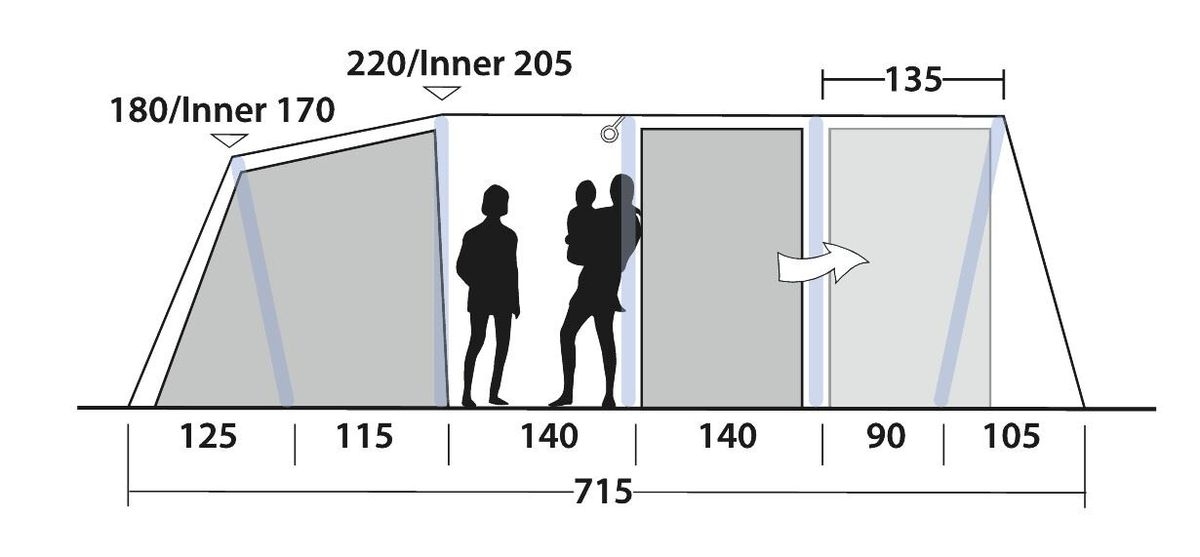 6-8 Personen Tunnelzelt Tennessee 6+2 Air inkl- Teppich und Unterlage