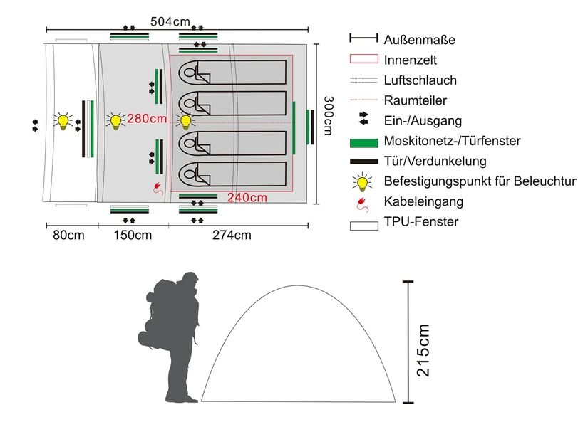 4 Personen Tunnelzelt Bisala 4