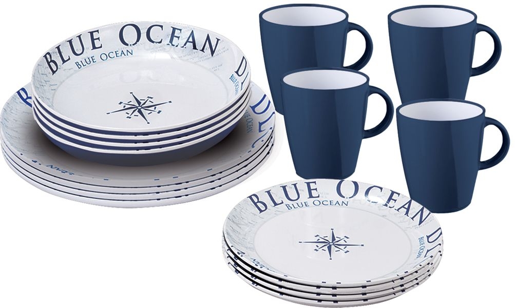 Geschirrset Lunch Box Blue Ocean 16-teilig
