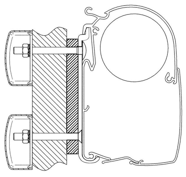 Adapter Dethleffs Globebus für Omnistor 8000 mit Markisenlänge 4 - 6 m