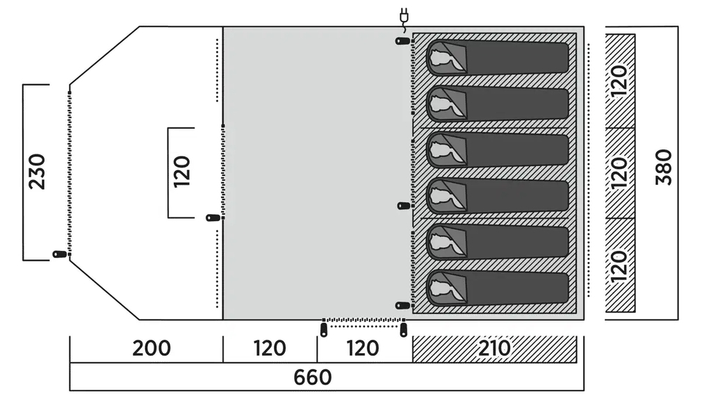 6 Personen Tunnelzelt Sola 6