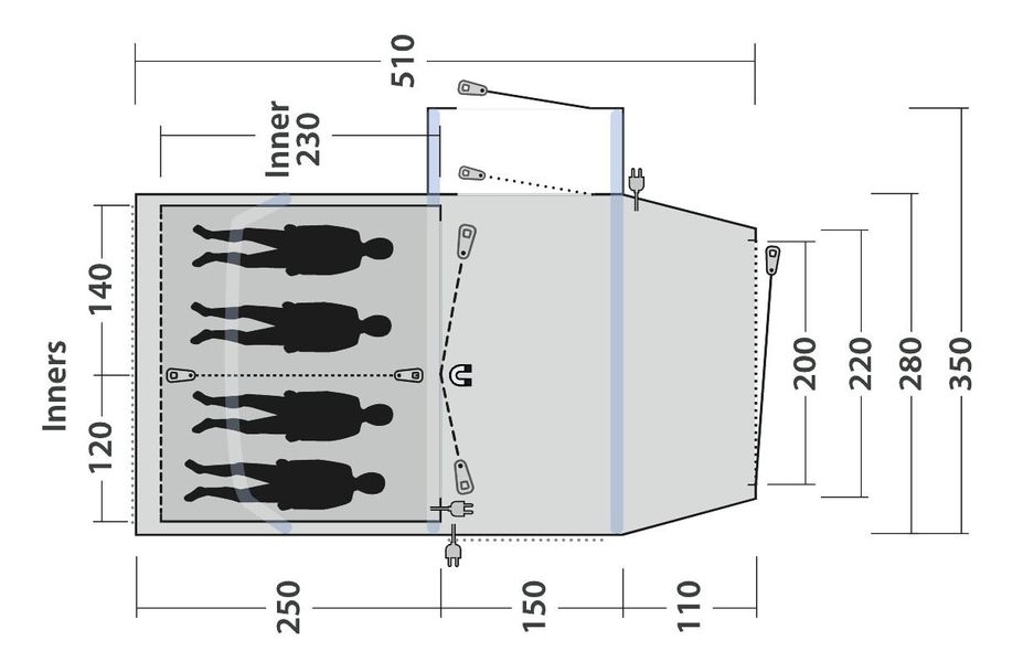 4 Personen Tunnelzelt Montana 4 Air inkl. Teppich und Unterlage