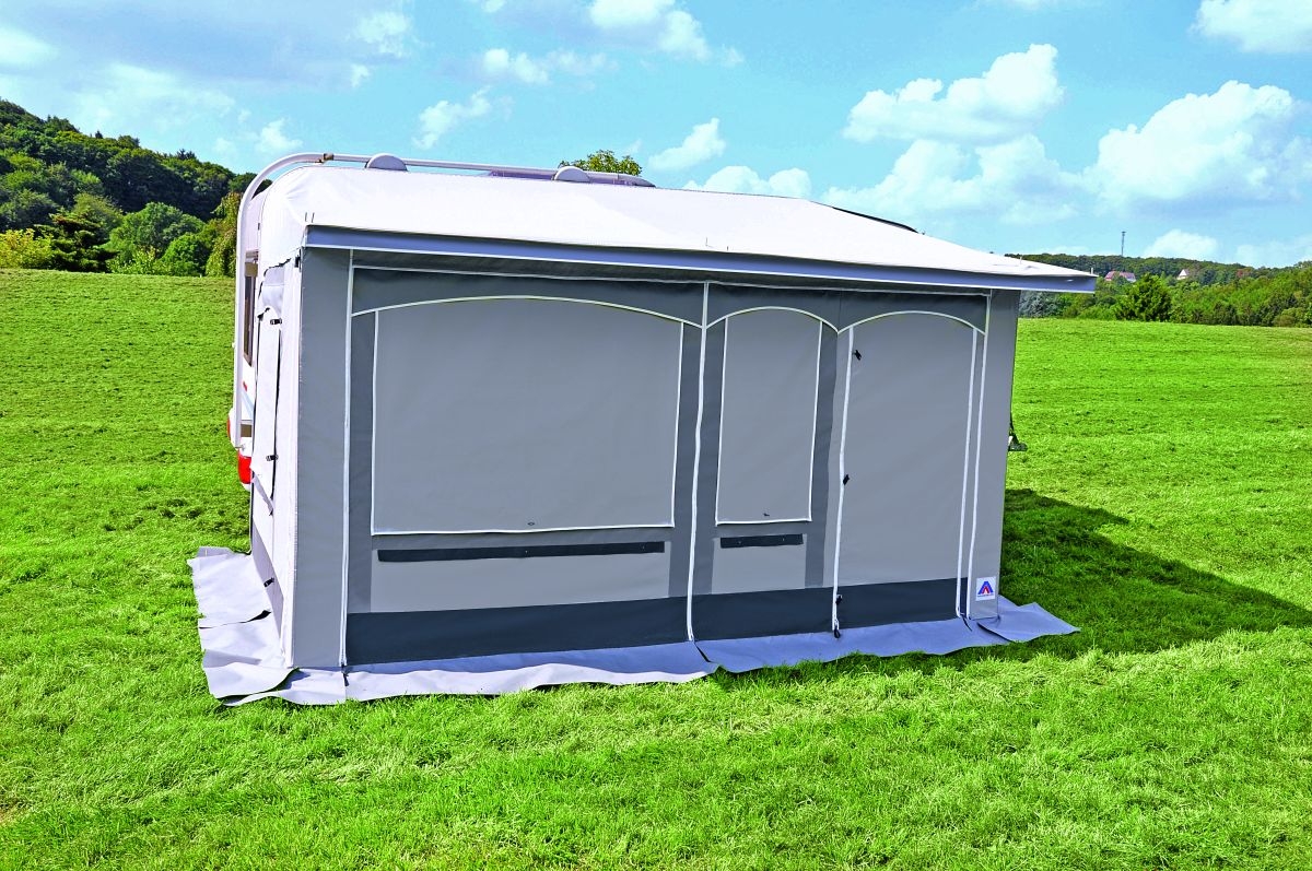 Dauerstand Teilzelt Wien 350 x 240 cm Einzug links einmal eingezogen