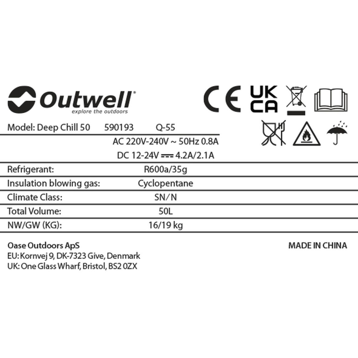 Outwell AC/DC Adapter für Kühlboxen - Schwarz