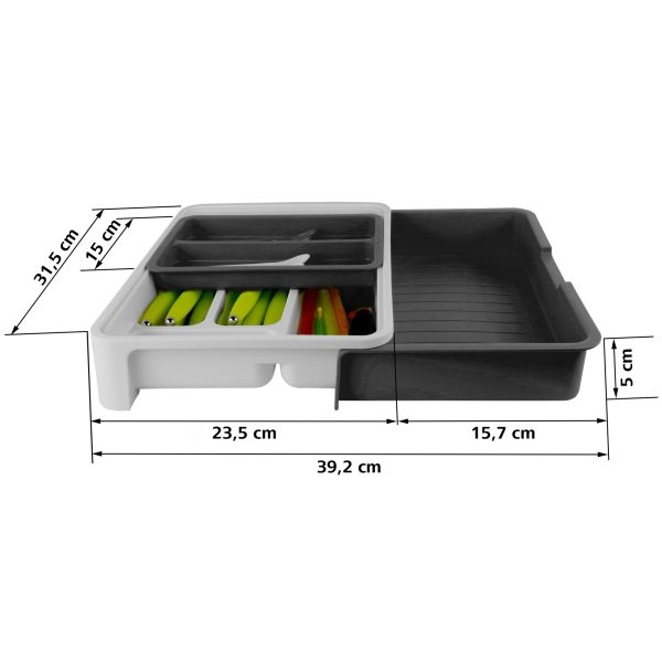 Besteckkasten verstellbar Grau/Weiß