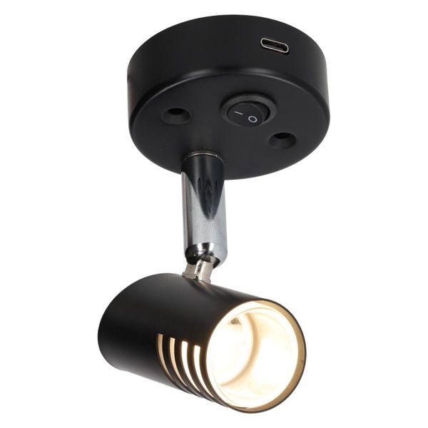 Sao Aufbauleuchte LED mit Schalter + USB-C schwarz