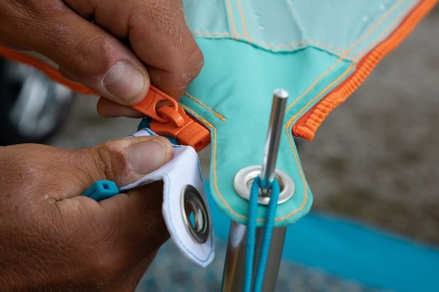 Verbindbares Sonnensegel „Zip Canvas" Oriental white inklusive Stahl Aufstellstange